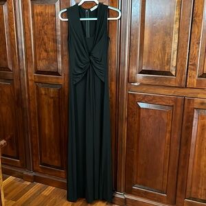 Calvin Klein black stretch long dress, back zip, size 8